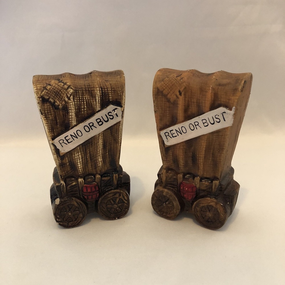 Vintage Covered Wagon Reno Salt & Pepper Shakers Western Theme Collectible READ‎